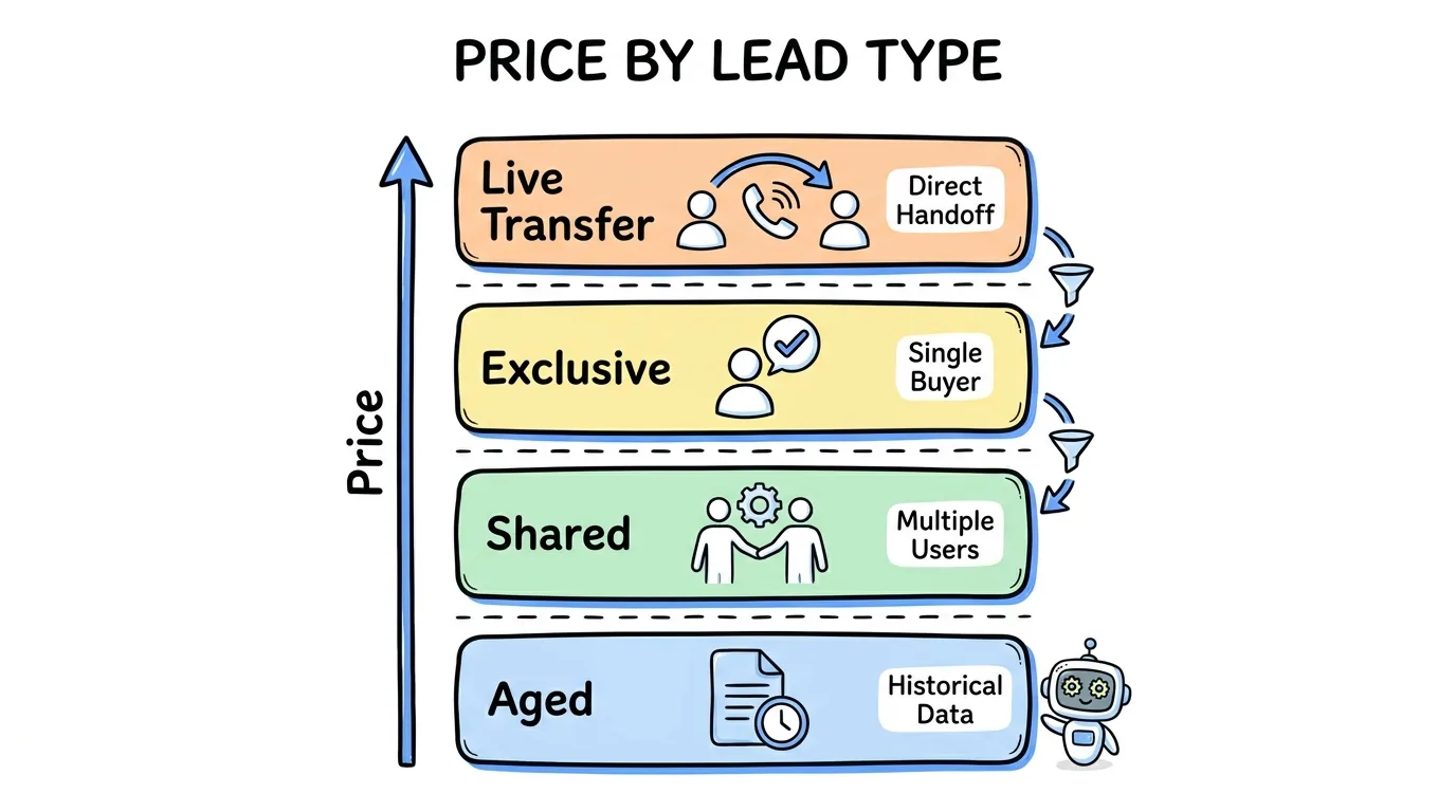 auto insurance leads price ladder from aged to live transfer