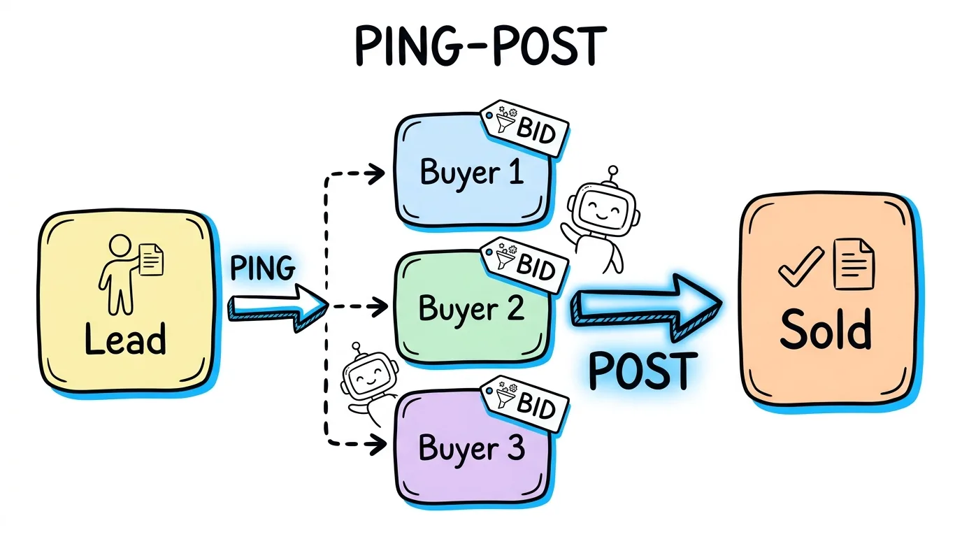 business loan leads distributed by ping-post bidding to the highest buyer