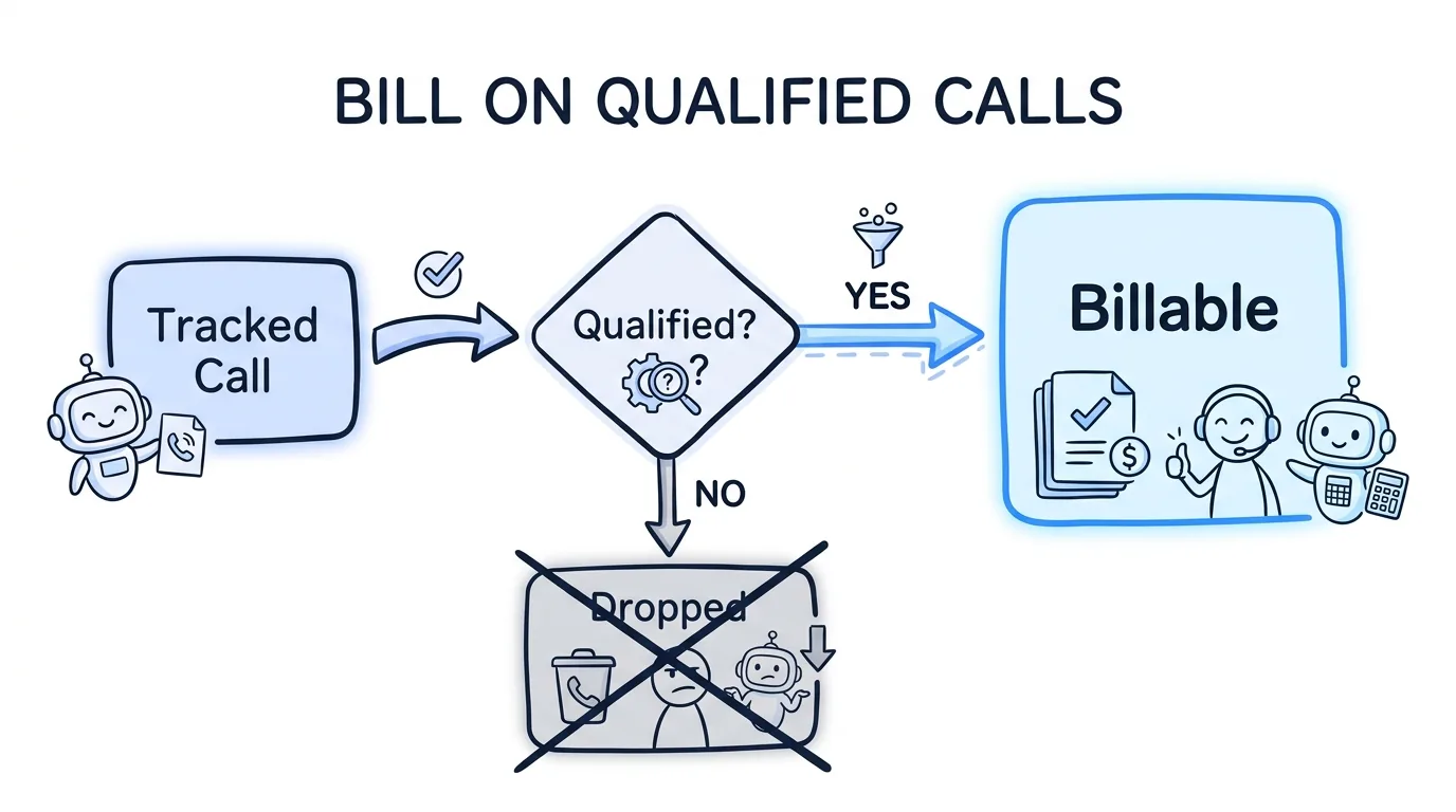 call tracking for agencies shown through a tracked call qualifying into a billable invoice line