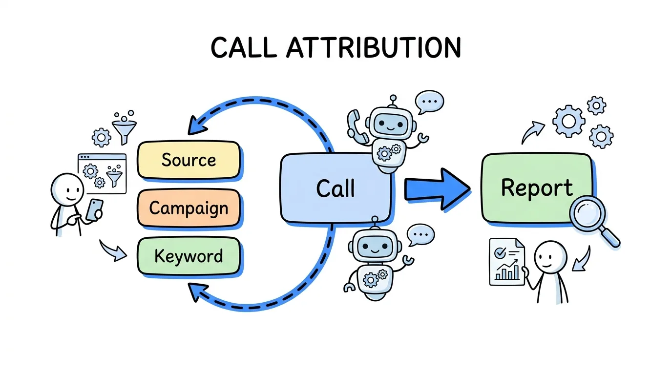 call attribution shown through matching a call back to its source campaign and keyword