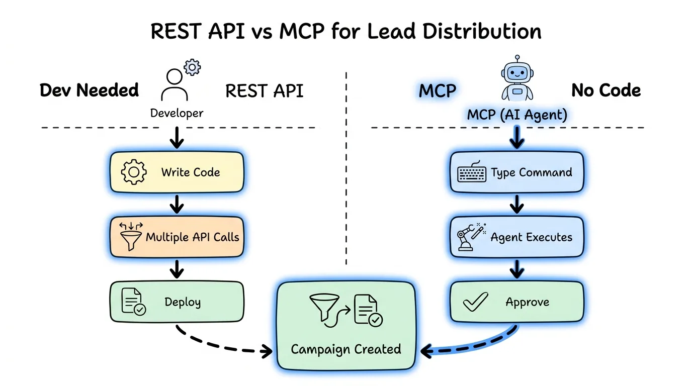 Napkin diagram: comparison table of lead distribution platforms on AI and MCP readiness