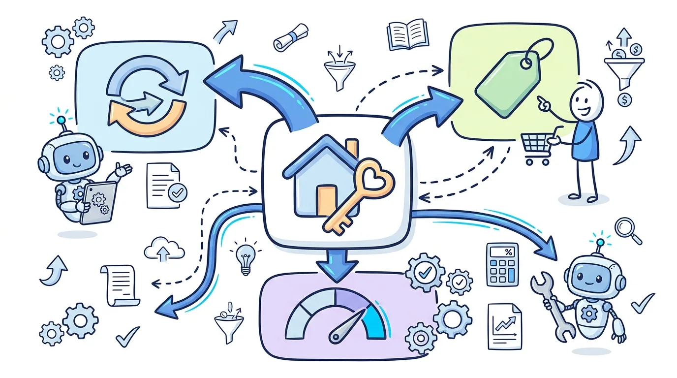 Types of mortgage leads branching from a home and key