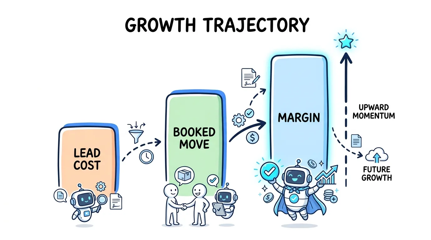 moving leads margin stack from lead cost to booked move revenue
