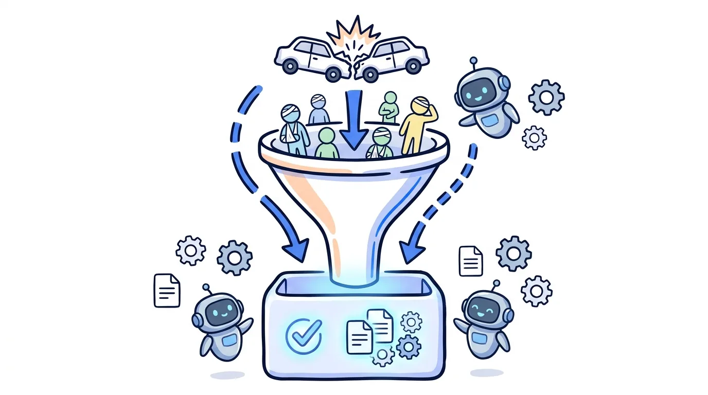 MVA lead generation funnel from accident to lead box
