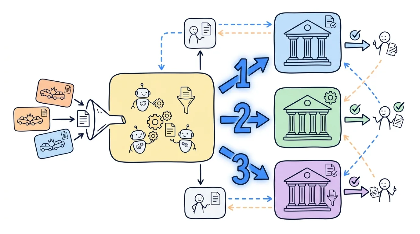 MVA lead distribution routing to law firms by priority