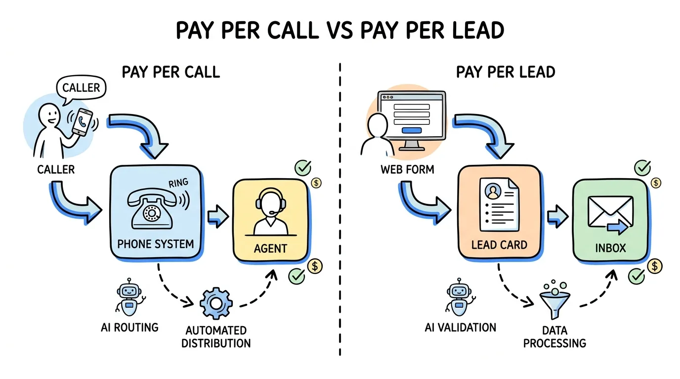 Pay per call versus pay per lead side by side