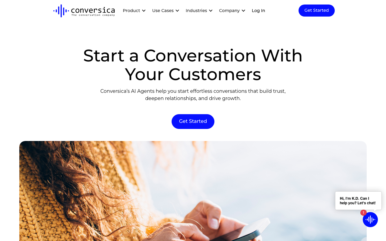 Conversica homepage, AI-powered revenue digital assistants