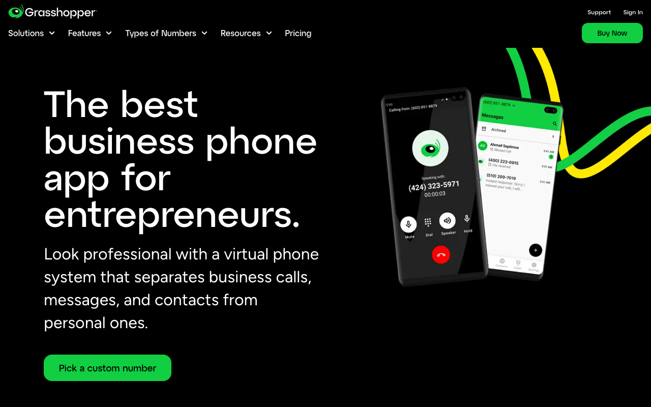 Grasshopper homepage, virtual phone system for small business