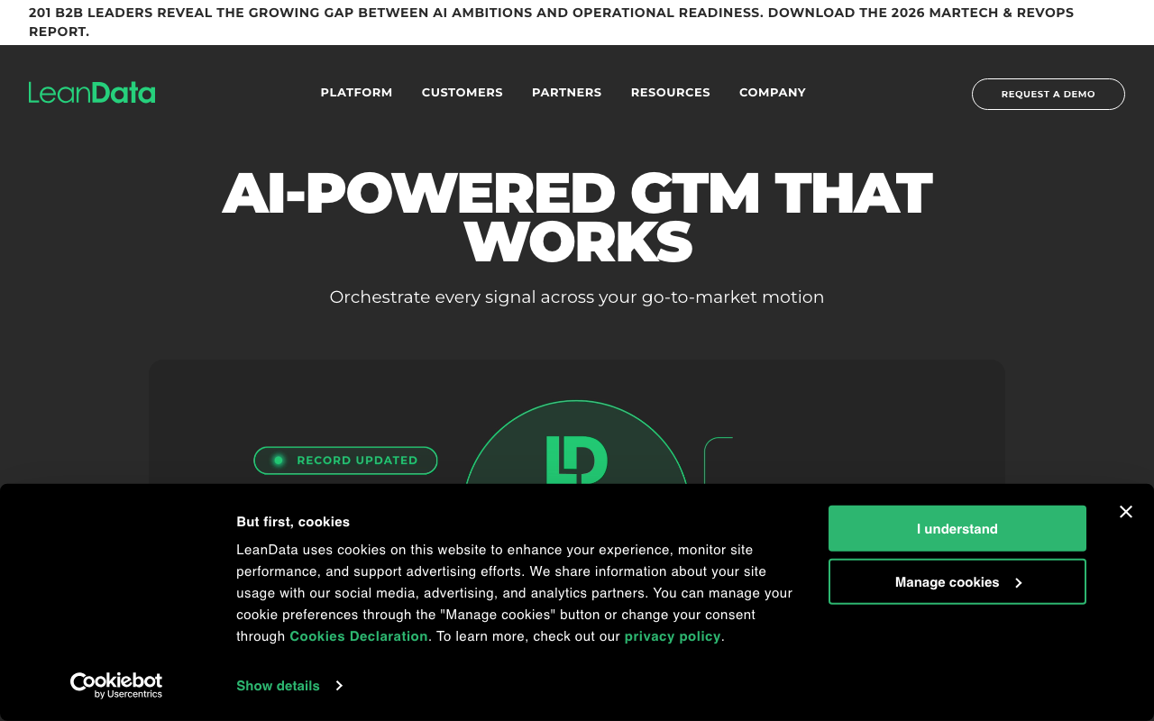 LeanData homepage, revenue orchestration platform
